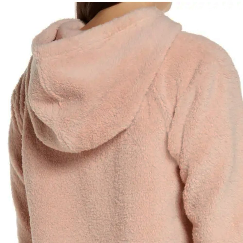 NEW BP. Women Fuzzy Blush Light Rose Sweater Dress Long Zip Comfortable Hoodie - Picture 5 of 5